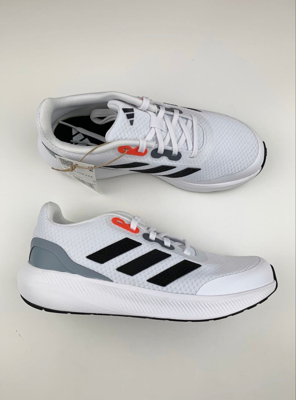 New Adidas RunFalcon 3.0 Lace Up Sneakers White Black Shoes HP5843 Kids Youth 5